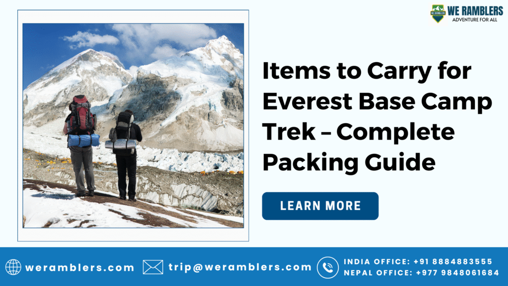 Items to Carry for Everest Base Camp Trek