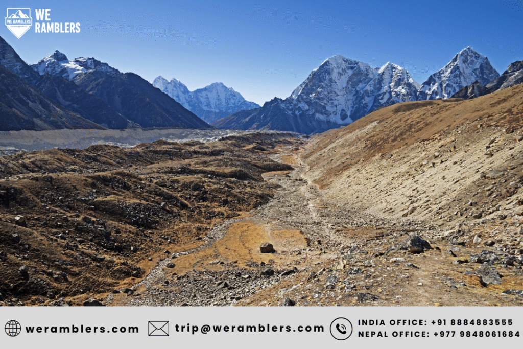 Khumbu Glacier trekking trail near Everest Base Camp in Nepal