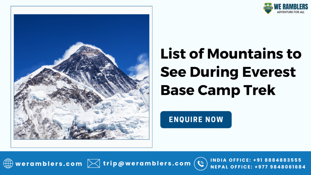 List of Mountains to See During Everest Base Camp Trek